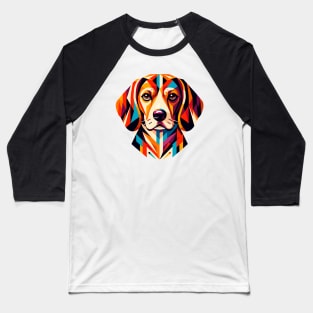 Colorful Geometric Beagle: Abstract Dog Art Baseball T-Shirt